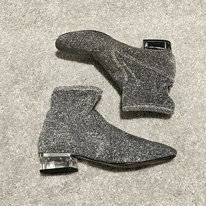 Nine West Sparkling Silver Ankle Booties